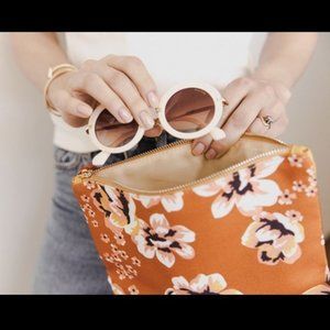 NWOT RACHEL PALLY Zahara Orange Reversible Foldover Canvas Floral Clutch